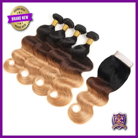 100% Virgin Brazilian Human Hair Body Wave Extensions with Lace Closure main image 4
